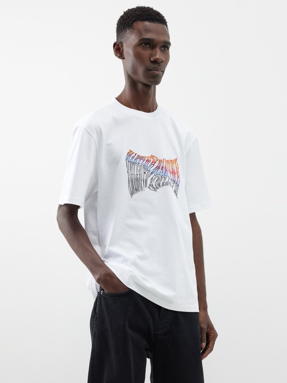 White Classic twisted logo-print cotton-jersey T-shirt | Martine Rose ...