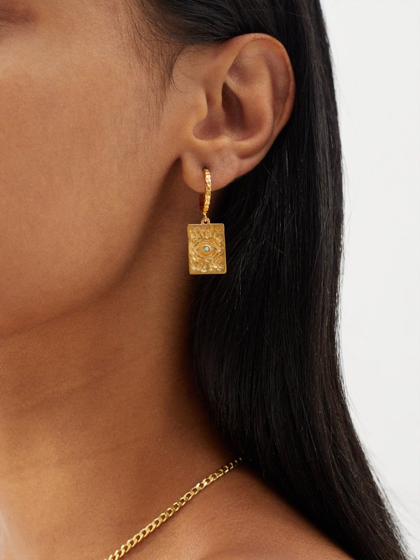 Hermina Athens Holly hammered gold-vermeil hoop earrings