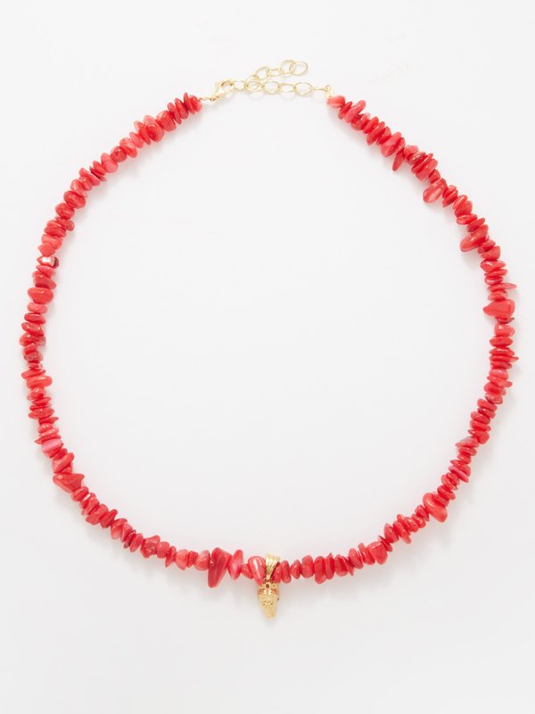 Hermina Athens Týche coral & gold-vermeil necklace