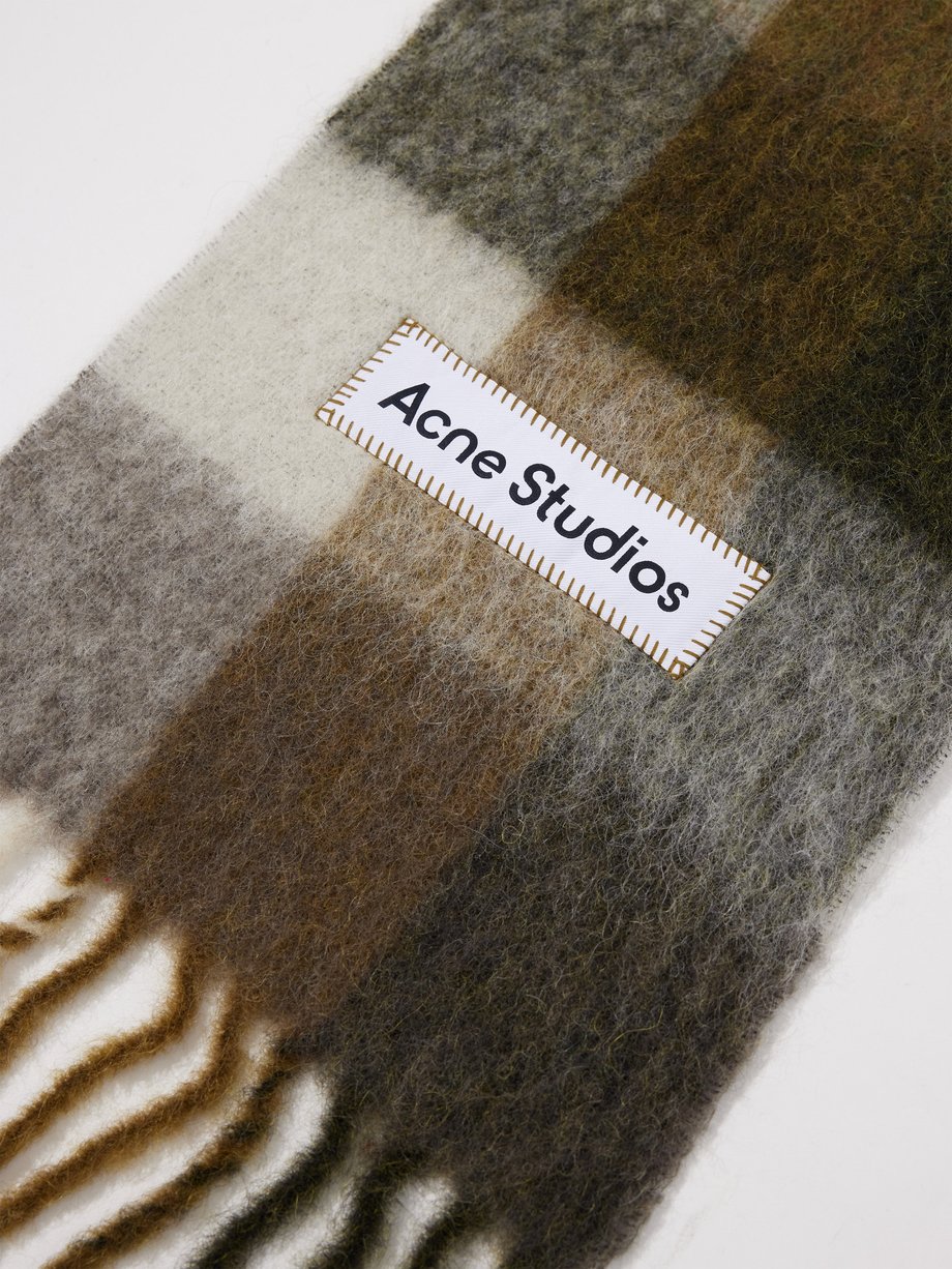 Multicoloured Vally check fringed scarf | Acne Studios | MATCHES UK