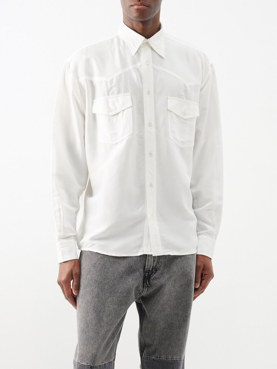 White Sandrok logo-print shirt | Acne Studios | MATCHES UK