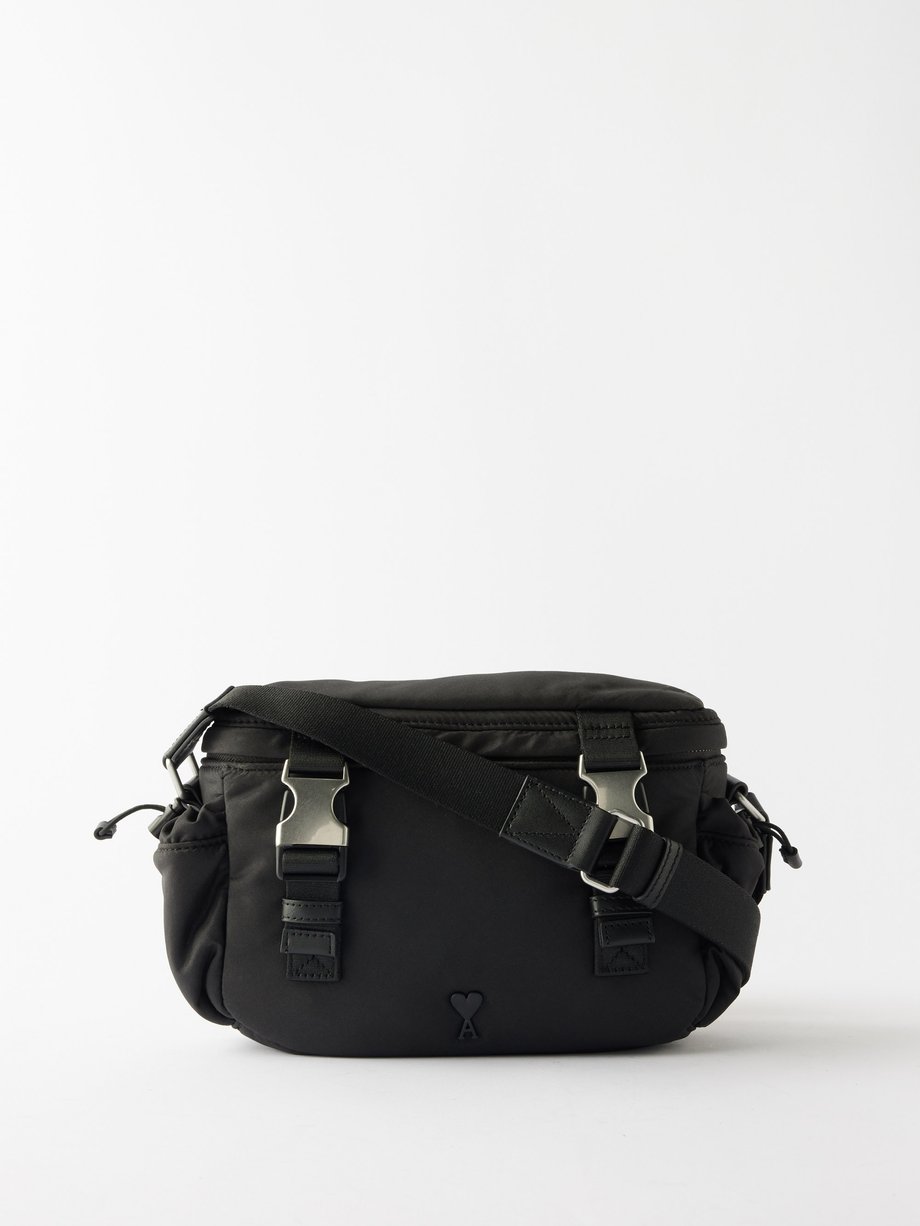 Black Ami de Cœur-logo canvas cross-body bag | AMI | MATCHES UK