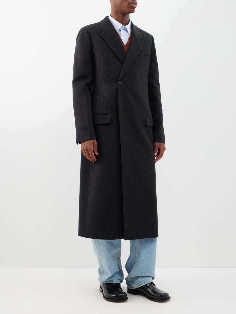 Grey Double-breasted wool-blend coat | LOEWE | MATCHES UK