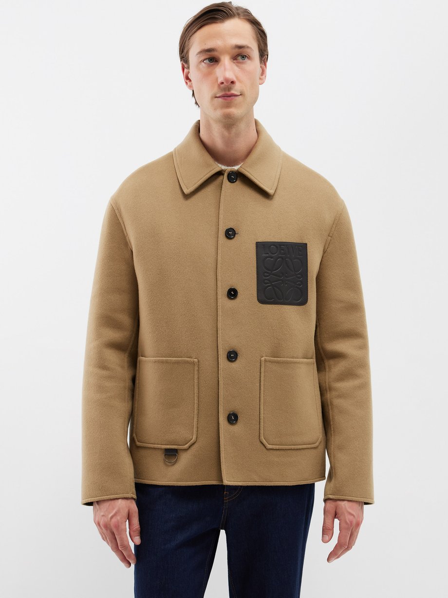 Beige Anagram wool-blend jacket | LOEWE | MATCHES UK