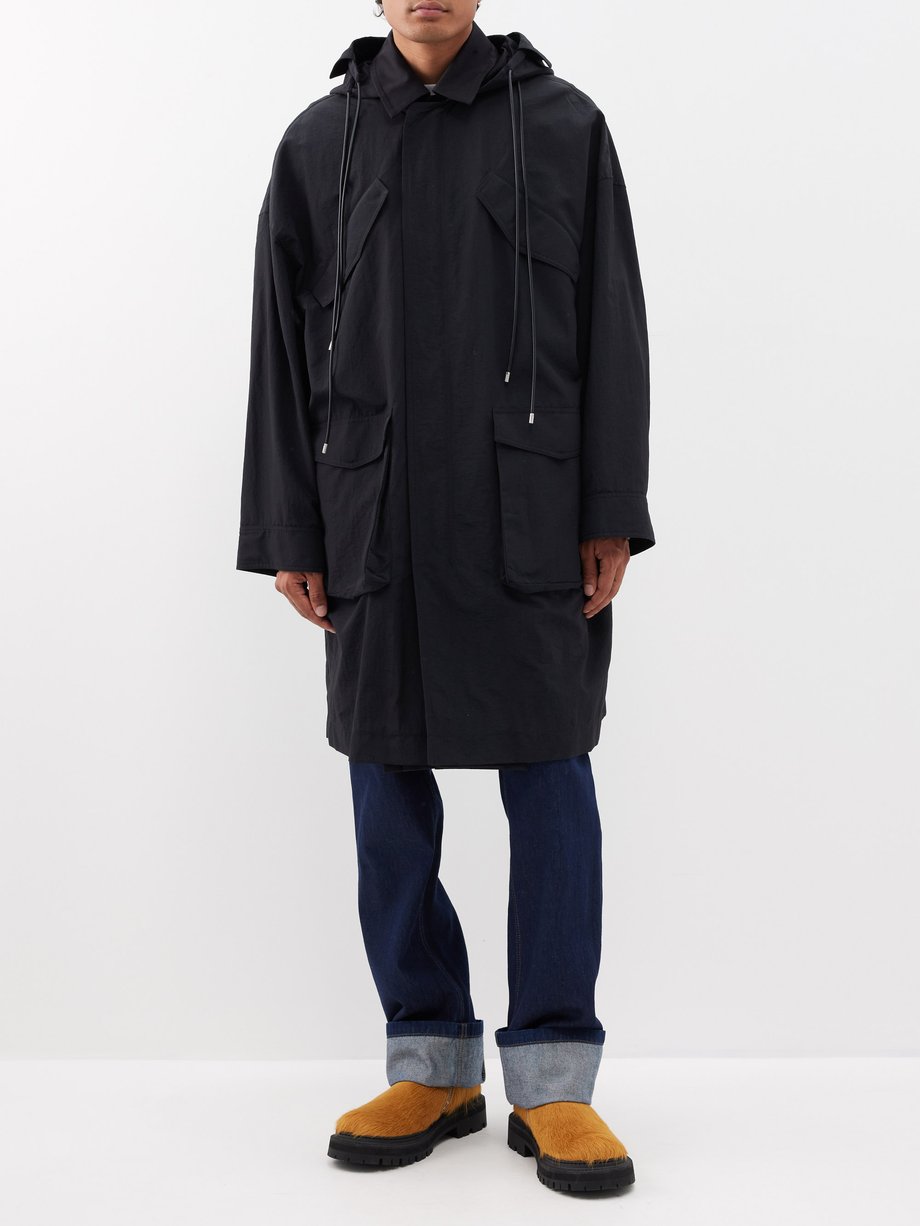Black Layered-front hooded parka | LOEWE | MATCHES UK