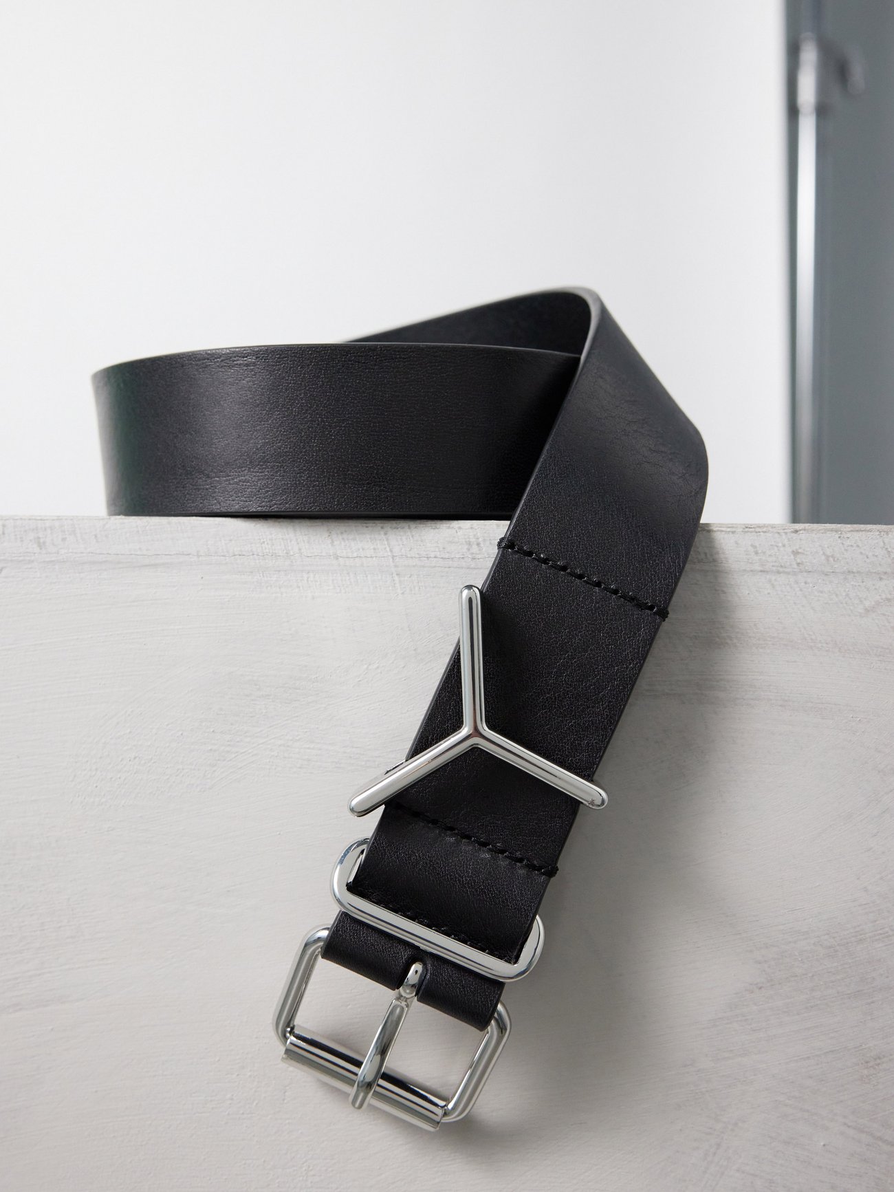 Y/Project Y-hardware leather belt - Brown