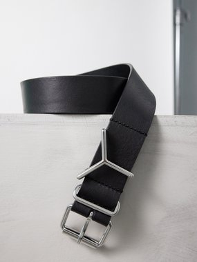 Y/Project Y-plaque leather belt