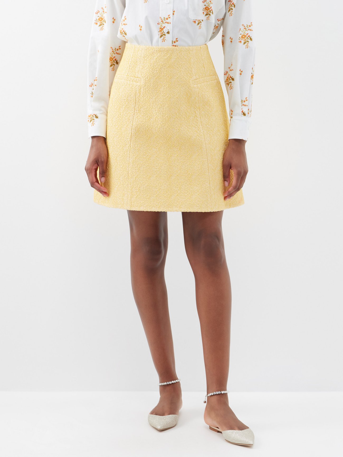 Yellow Tuuli cotton-blend bouclé skirt | Emilia Wickstead | MATCHES UK