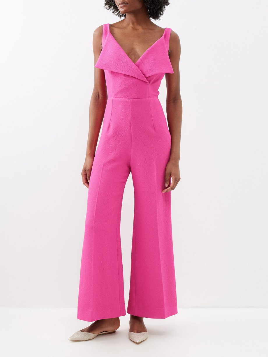 Pink Antica folded-neckline crepe jumpsuit | Emilia Wickstead | MATCHES UK