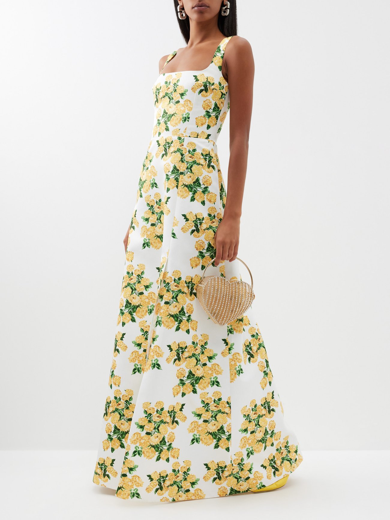 Yellow Osbourne rose-print taffeta-faille gown