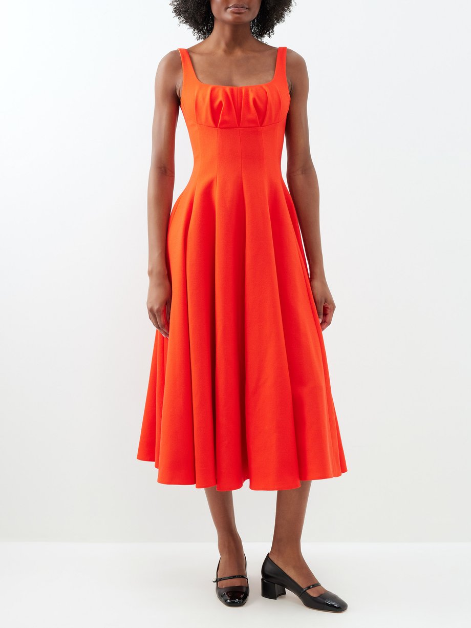 Orange Collins square-neck wool-crepe dress | Emilia Wickstead | MATCHES UK