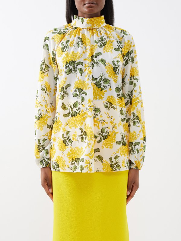Emilia Wickstead Ealand high-neck floral-print crepe blouse