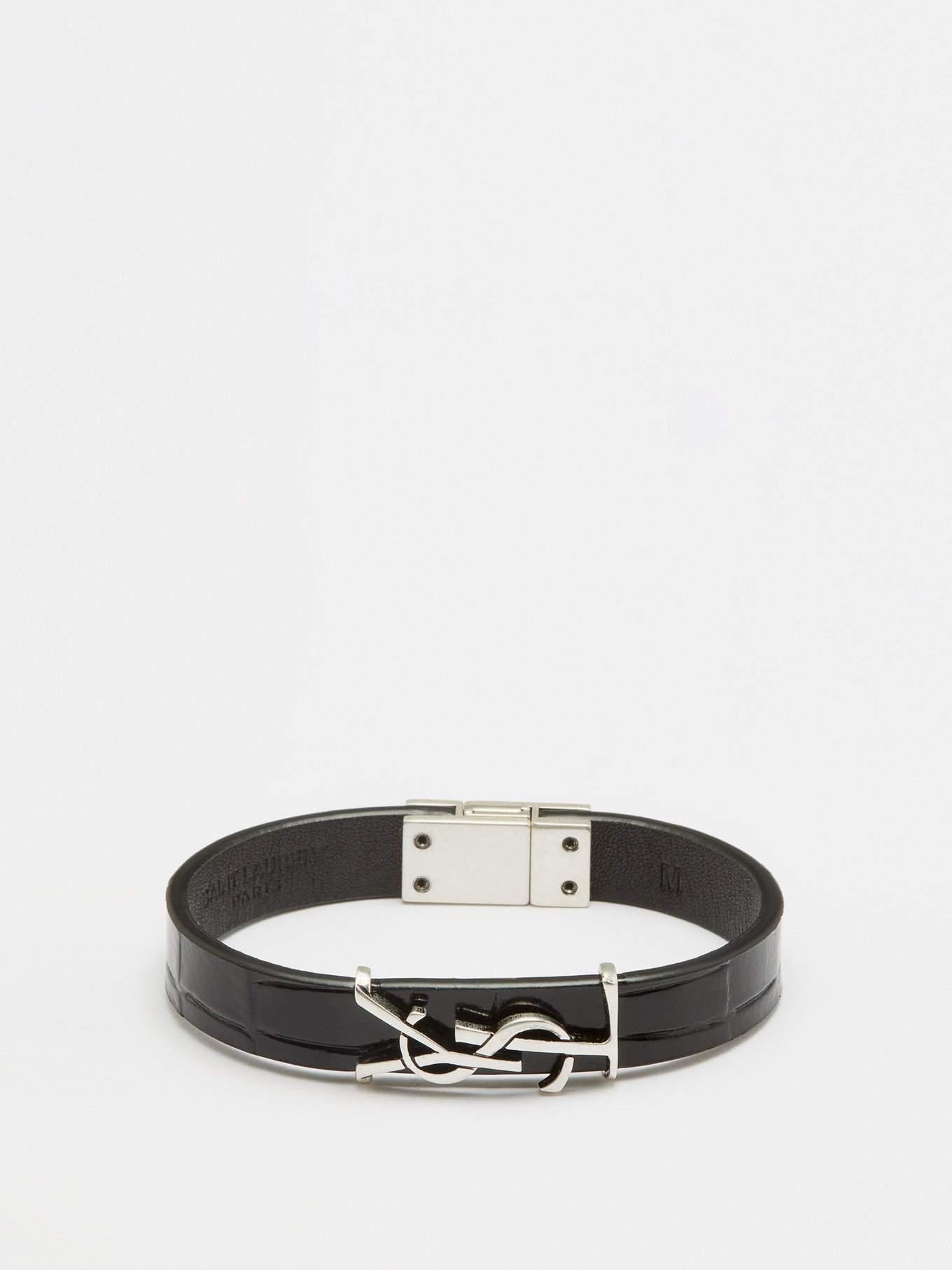 SAINT LAURENT: Opyum leather bracelet - Black