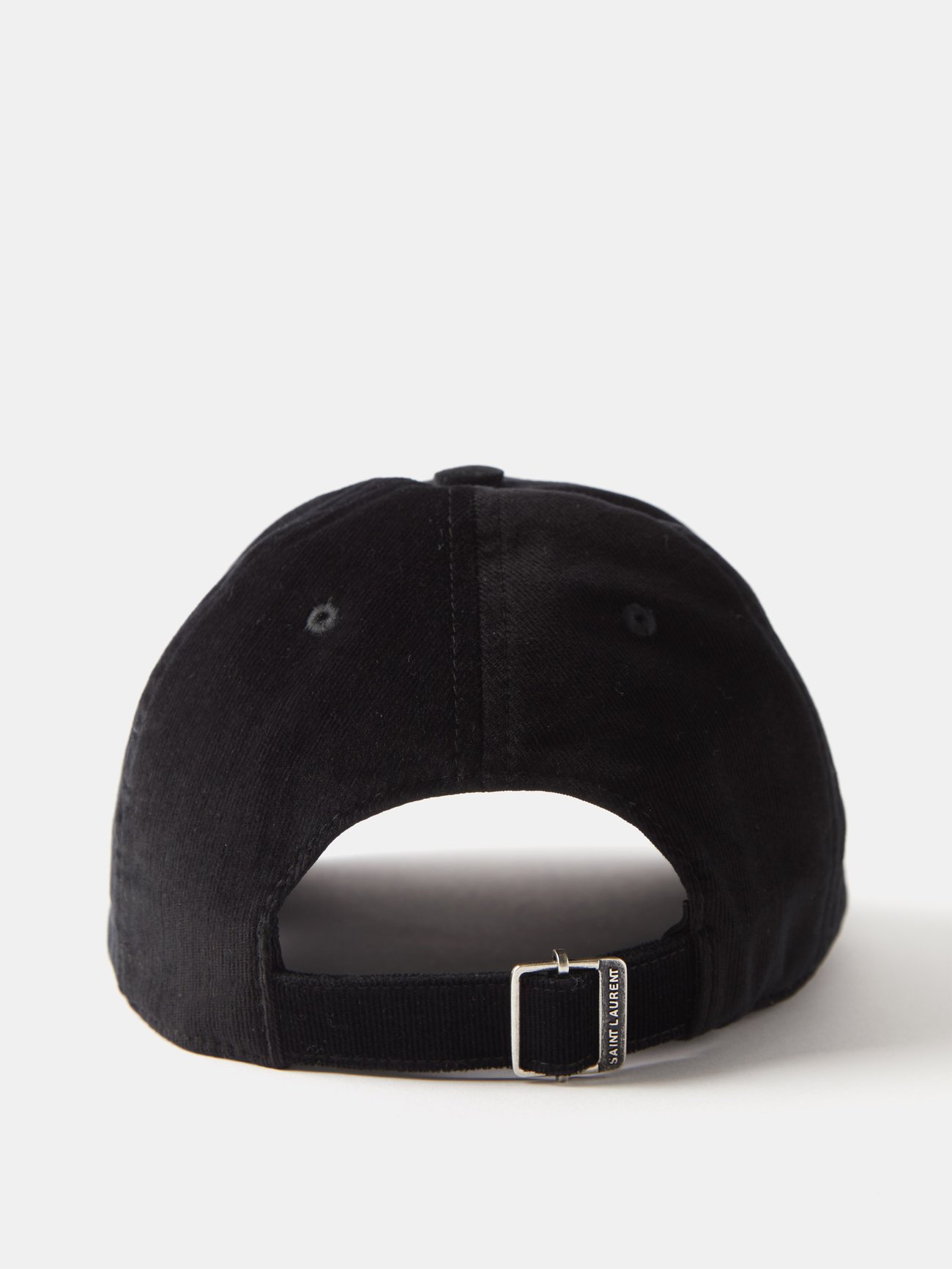 Black Logo-embroidered cotton-corduroy baseball cap, Saint Laurent