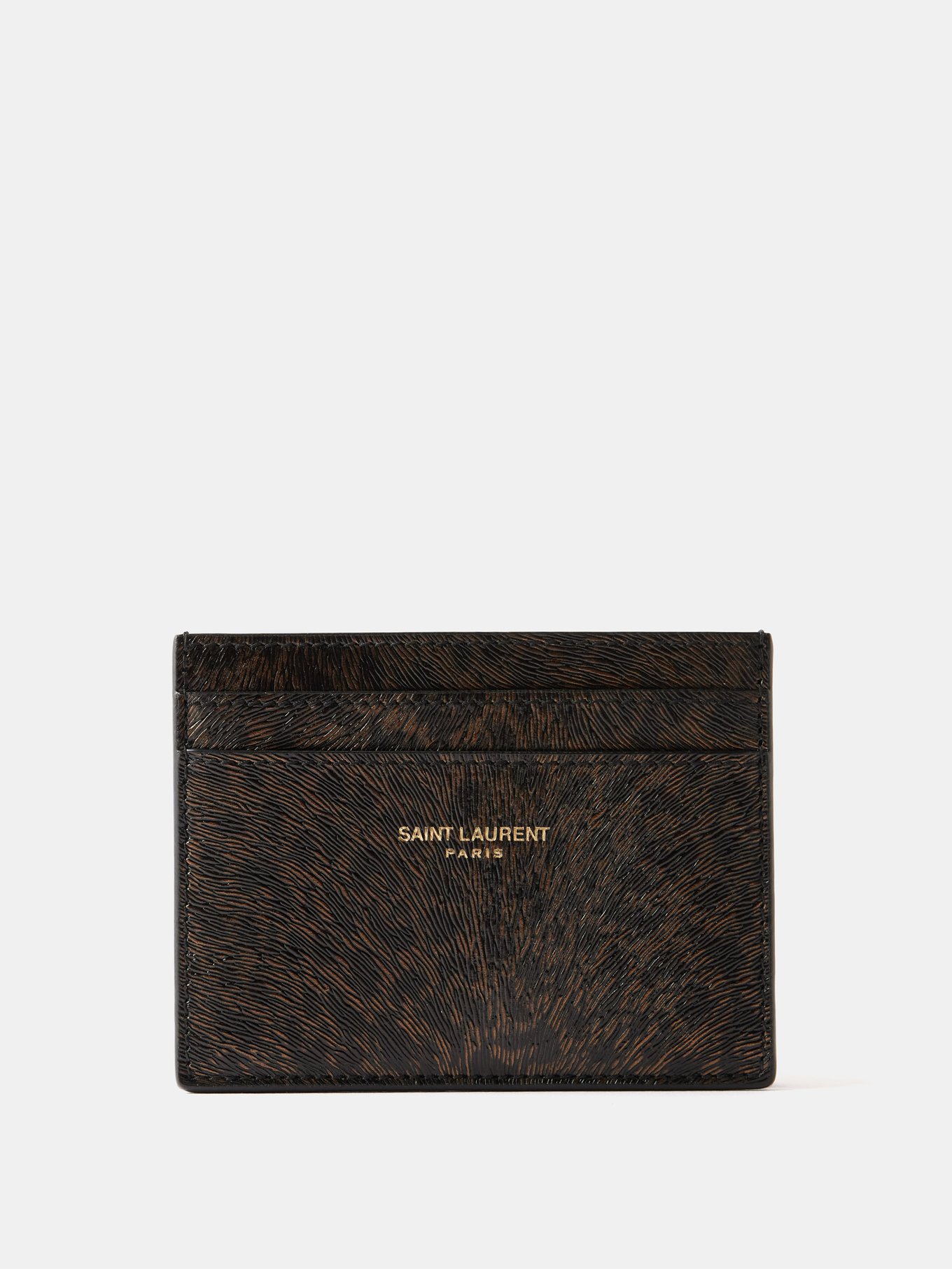 Saint Laurent Credit Card Wallet in Grain de Poudre-Embossed Leather - Grey - Men