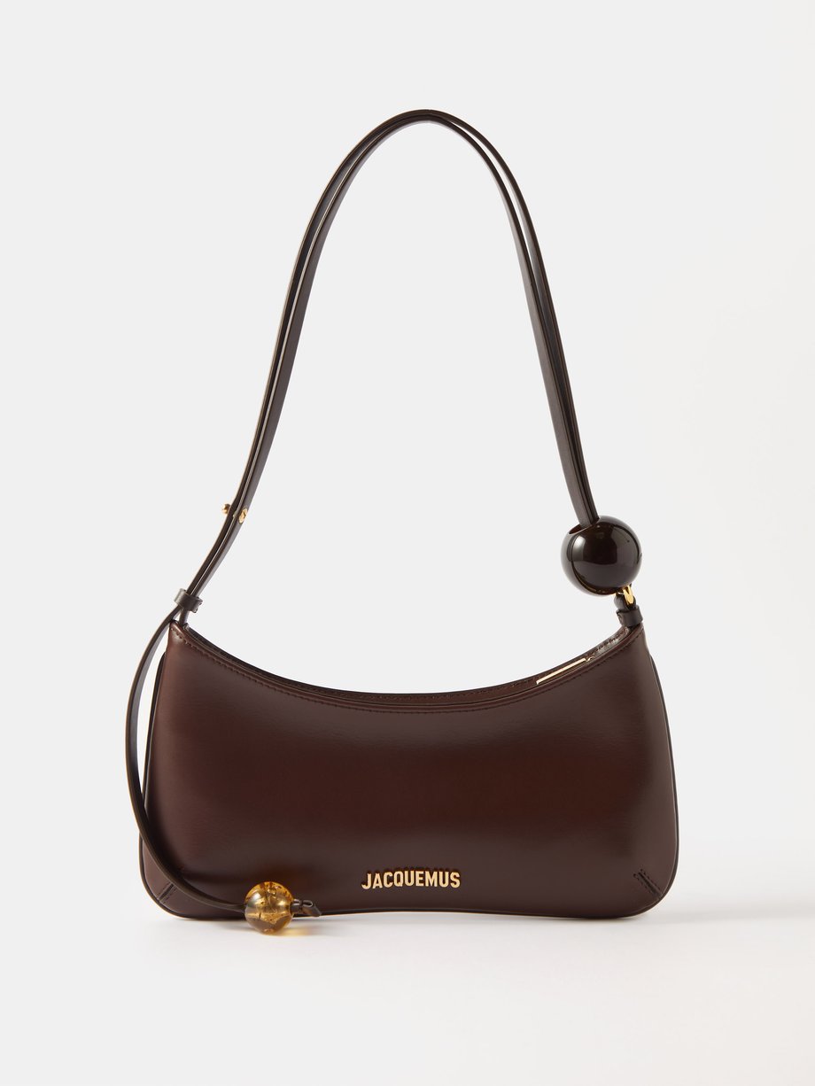 Brown Bisou bead-embellished leather shoulder bag | Jacquemus ...