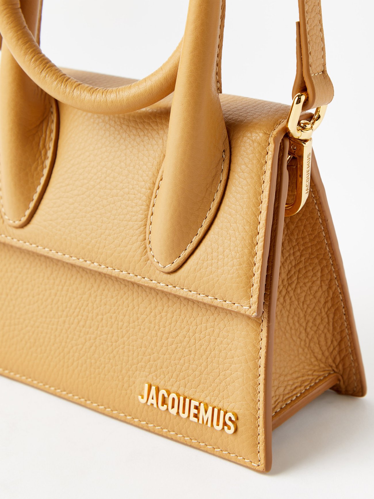 Jacquemus Le Chiquito Y Brown Mini Bag in Gold Hardware