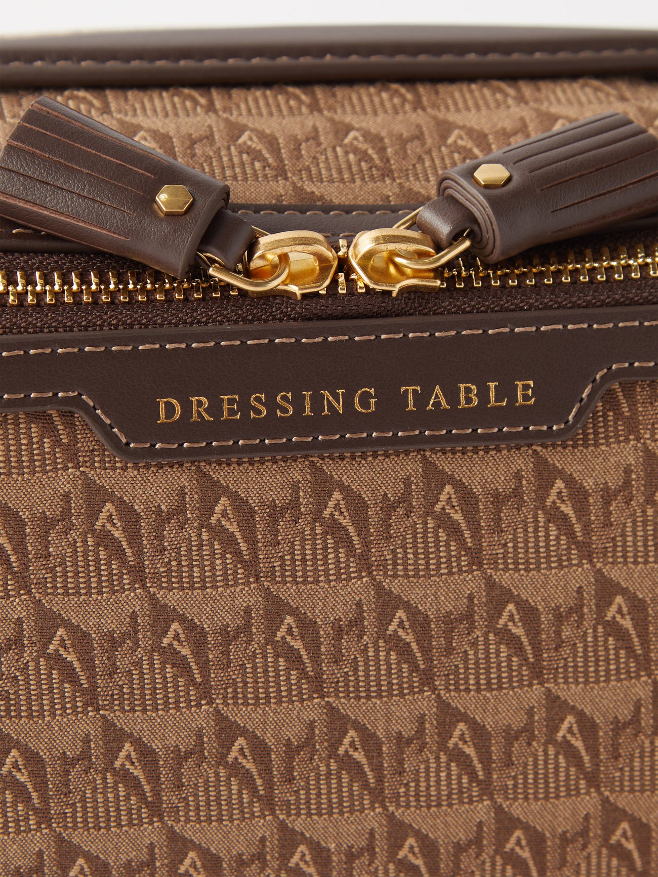 Anya Hindmarch Dressing Table Jacquard Vanity Case In Brown