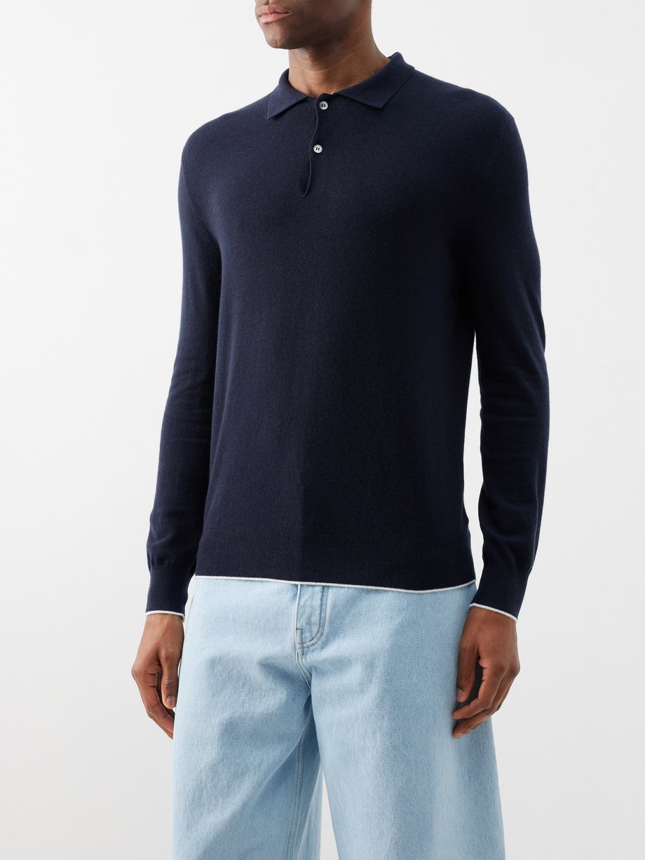 Navy Swansea cashmere polo top | ARCH4 | MATCHESFASHION UK