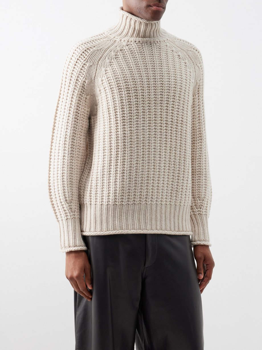 Neutral Mr Ellis roll-neck cashmere sweater | ARCH4 | MATCHES UK
