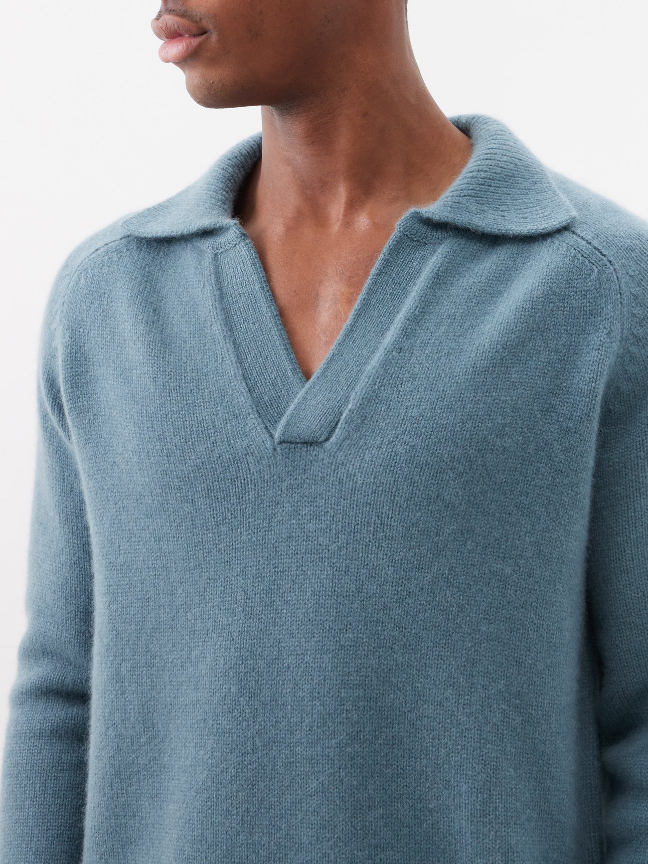 Mr Clifton Gate open-collar cashmere polo sweater