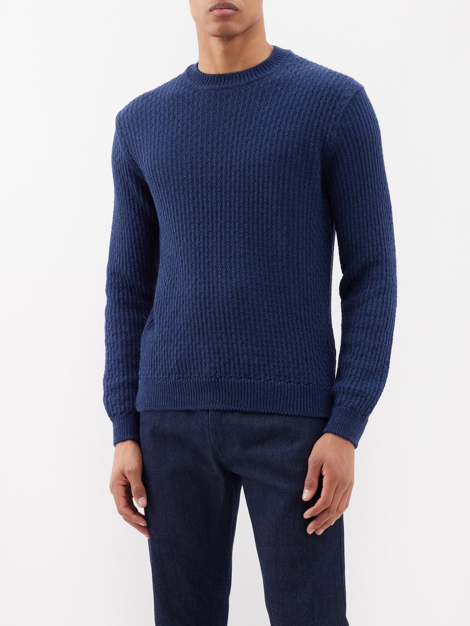 Blue Fishnet-knit alpaca-blend sweater | Inis Meáin | MATCHES AU