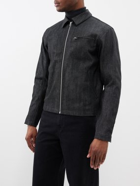 Represent R4 Monogram Zipped Denim Jacket in Gray for Men