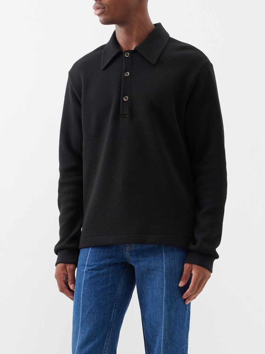 Black Ile knitted polo shirt | Our Legacy | MATCHES UK