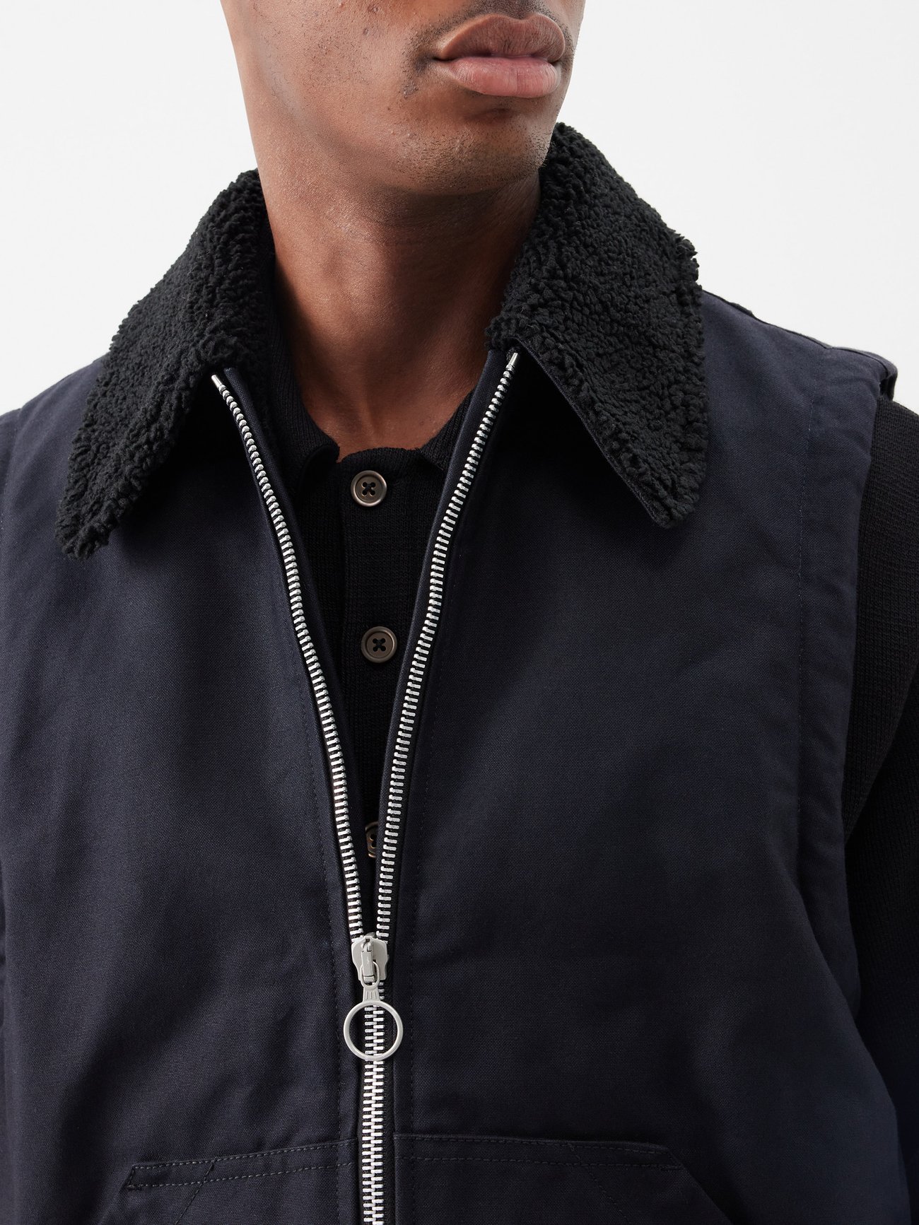 Black Fleece-lined cotton-canvas gilet, Our Legacy