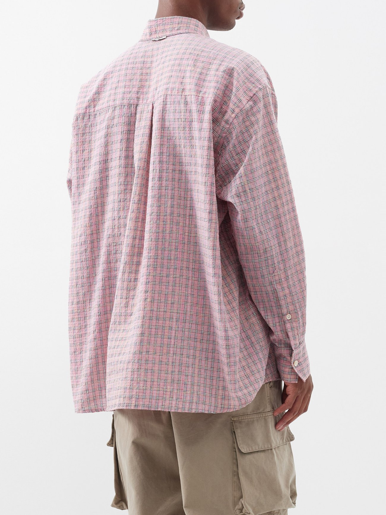 Buttoned-down checked twill shirt