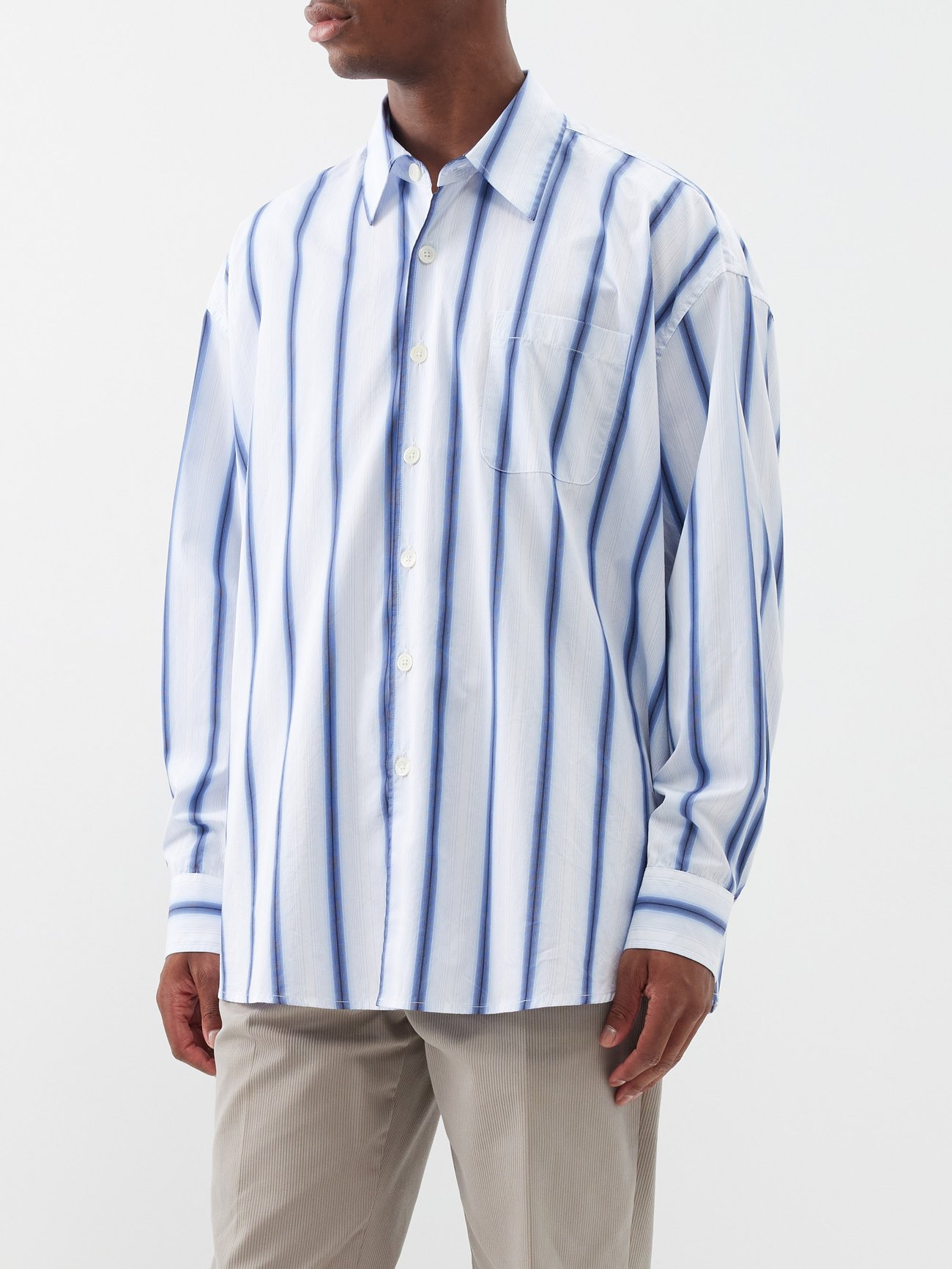 White Oversized striped cotton-poplin shirt, Our Legacy