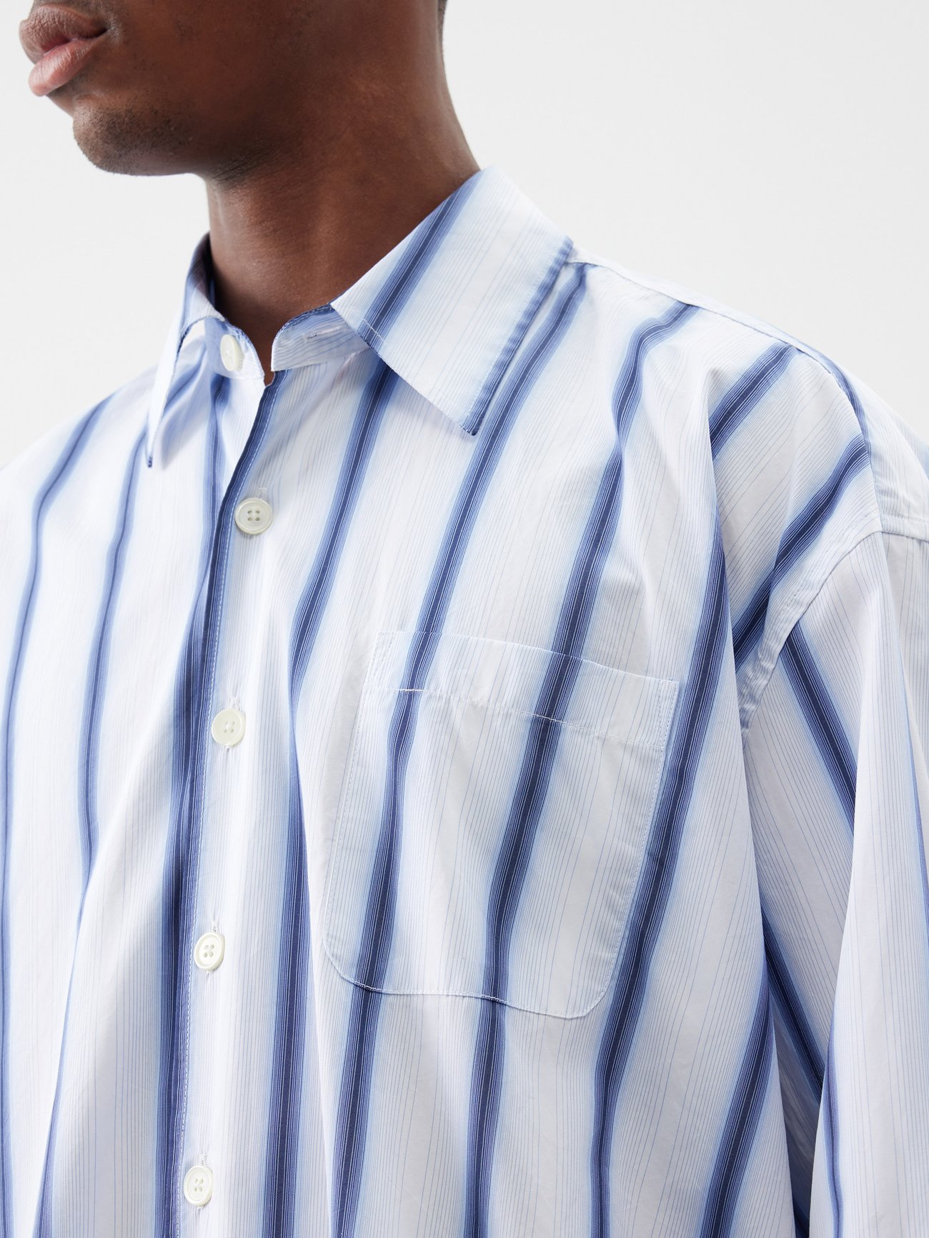 White Oversized striped cotton-poplin shirt, Our Legacy