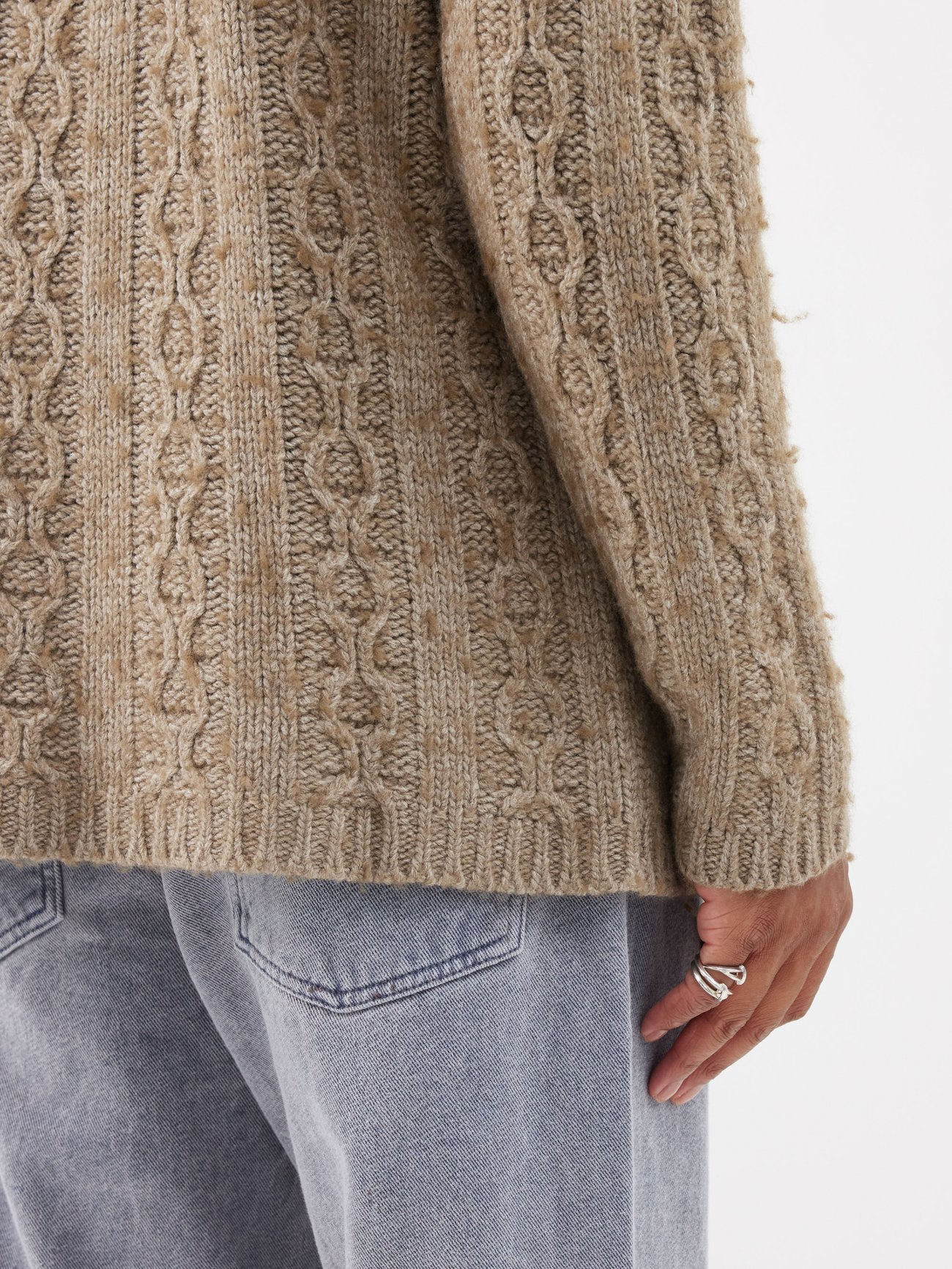 Popover cable-knit virgin wool-blend sweater