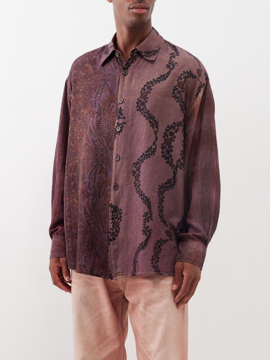 Brown Borrowed wallpaper-print cotton-blend shirt | Our Legacy | MATCHES UK
