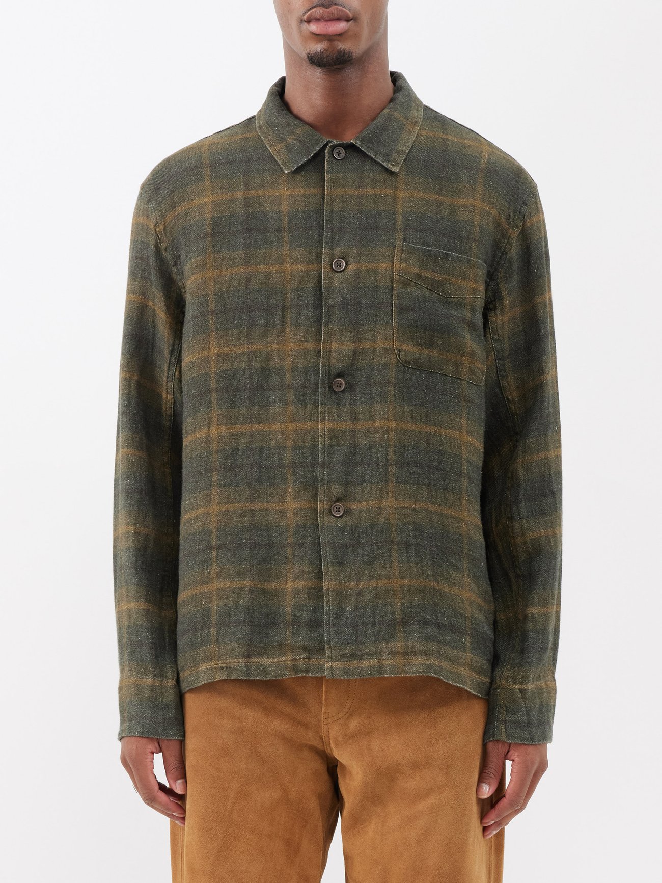 Green Mirage-check linen shirt | Our Legacy | MATCHES UK