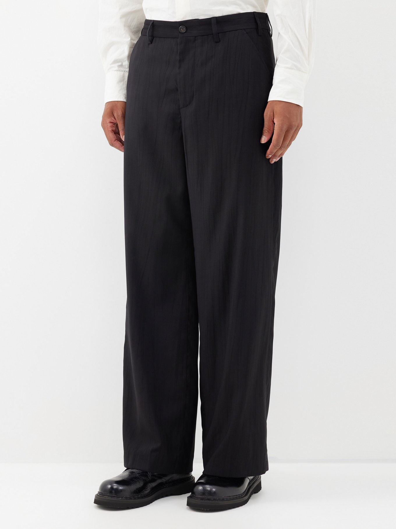 Black Sailor crinkled-twill straight-leg trousers | Our Legacy