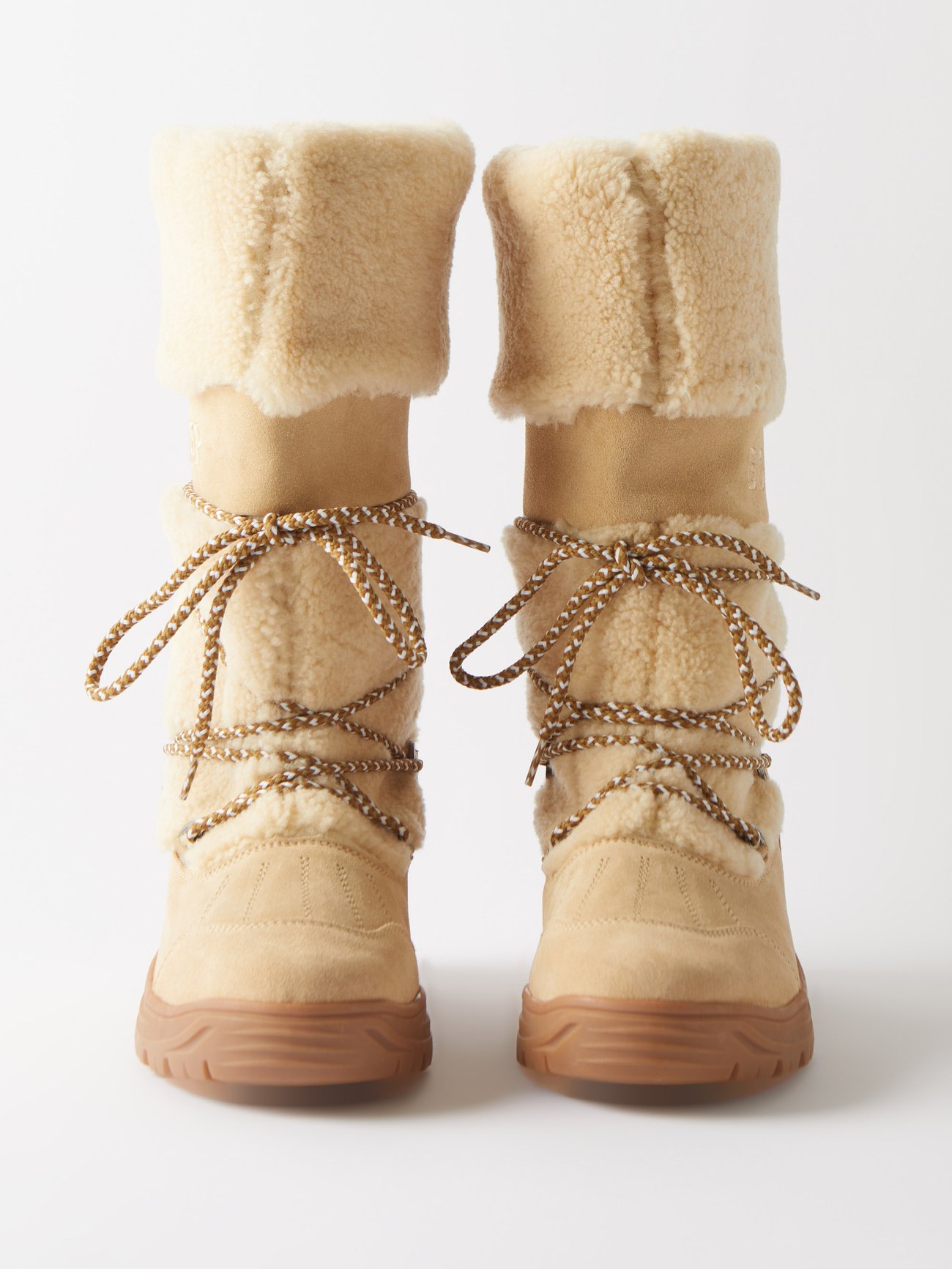 Beige Alta Badia 2 suede and shearling boots, Bogner