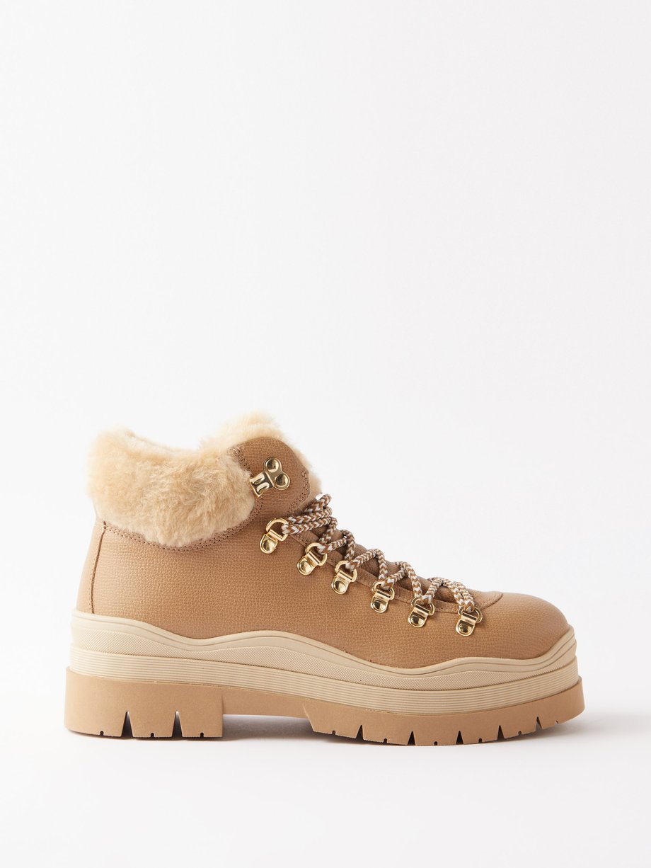 Tan Arosa shearling-lined leather ankle boots, Bogner