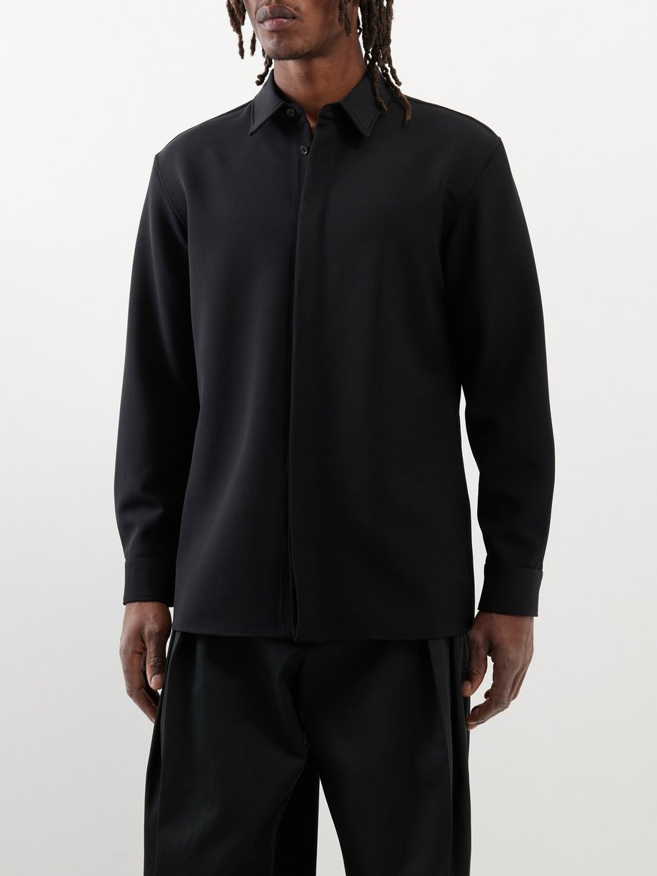 Black Nicolas wool shirt | Gabriela Hearst | MATCHES UK