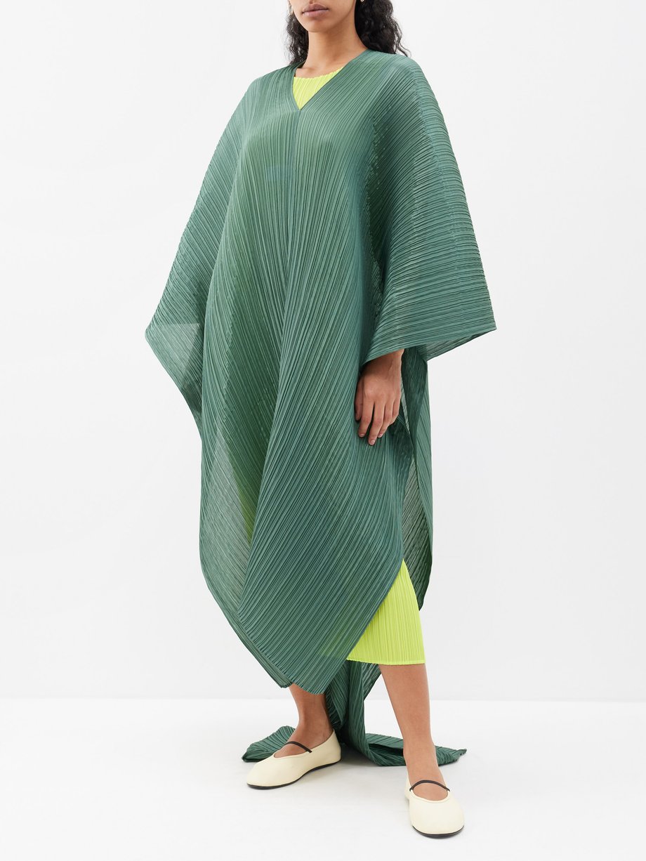 Green Madame technical-pleated multi-way scarf top | Pleats