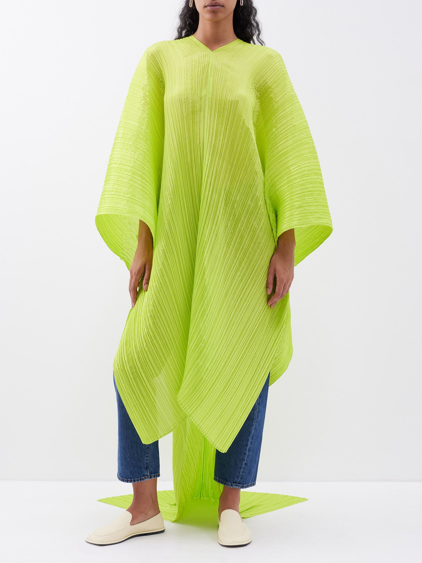 Green yellow Madame technical-pleated multi-way scarf top | Pleats 