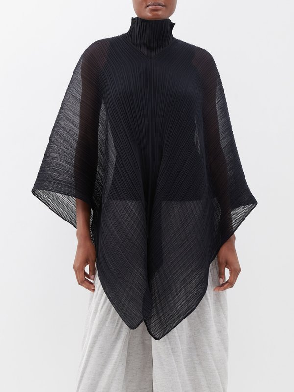 Black Madame technical-pleated multi-way scarf top | Pleats Please 
