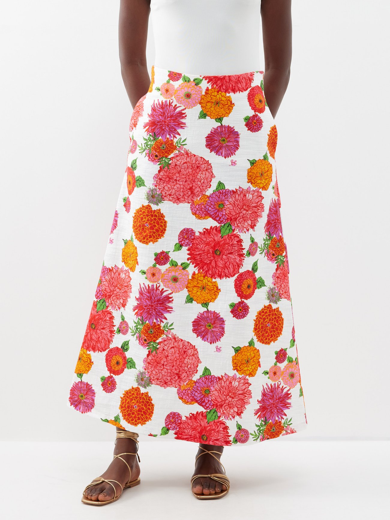 A-Long floral-print cotton-blend skirt video