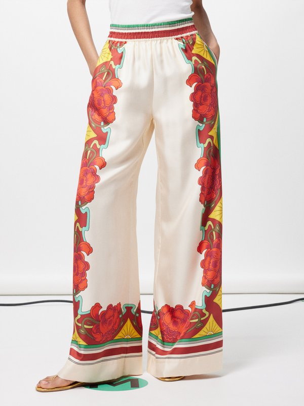 Printed silk palazzo pants in multicoloured - La Double J
