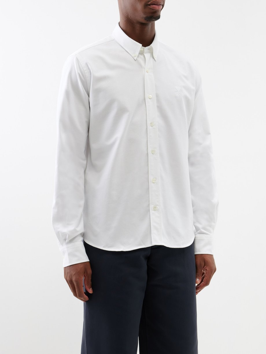 White Ami de Cœur-logo cotton Oxford shirt | AMI | MATCHES UK