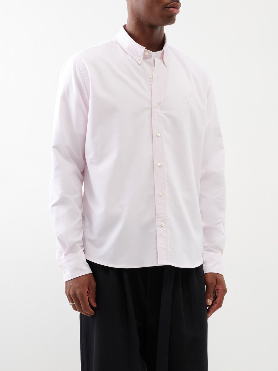 Pink Buttoned-down cotton-Oxford shirt | AMI | MATCHES UK