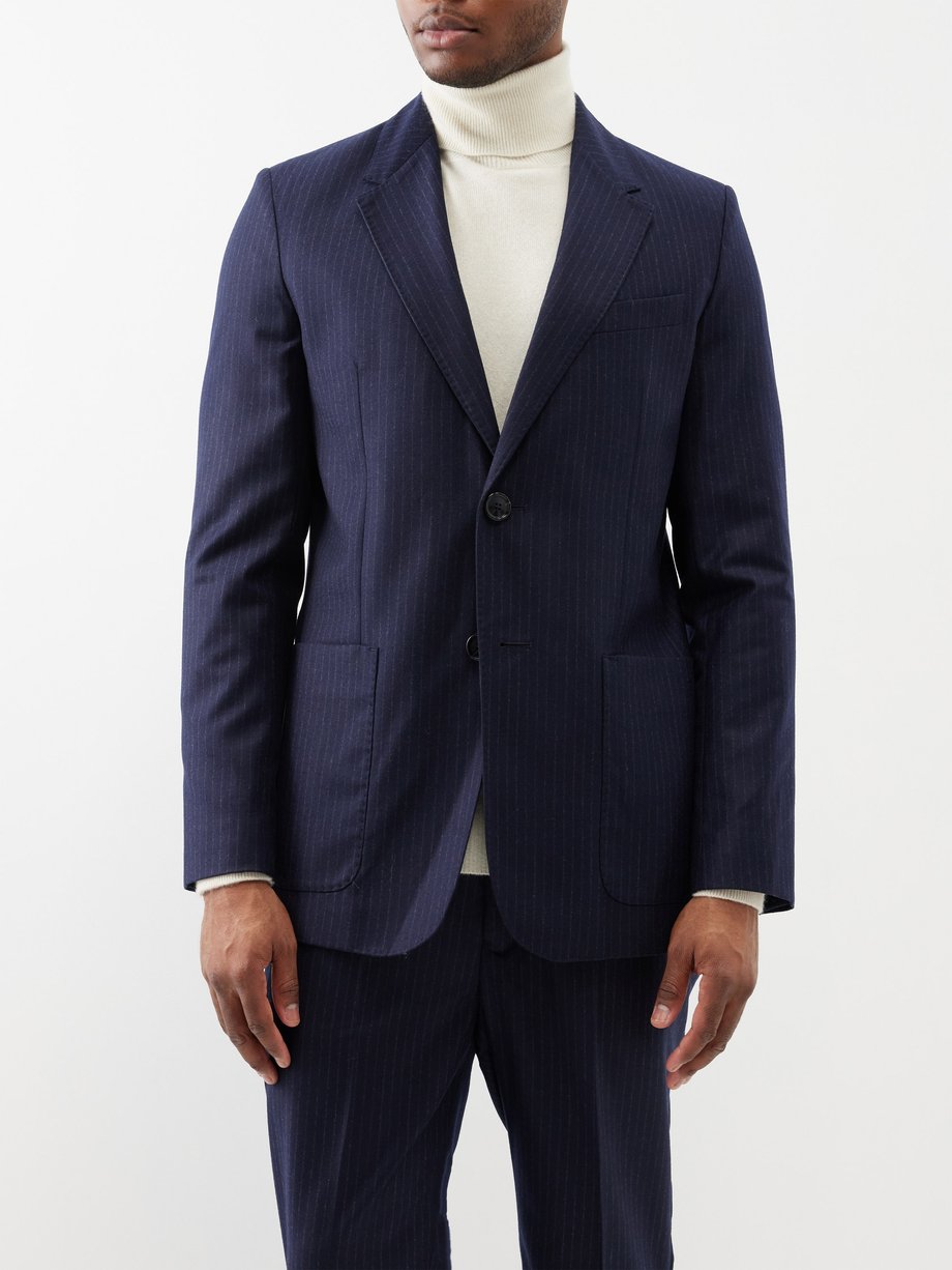 Navy Single-breasted wool-pinstripe suit jacket | AMI | MATCHESFASHION UK
