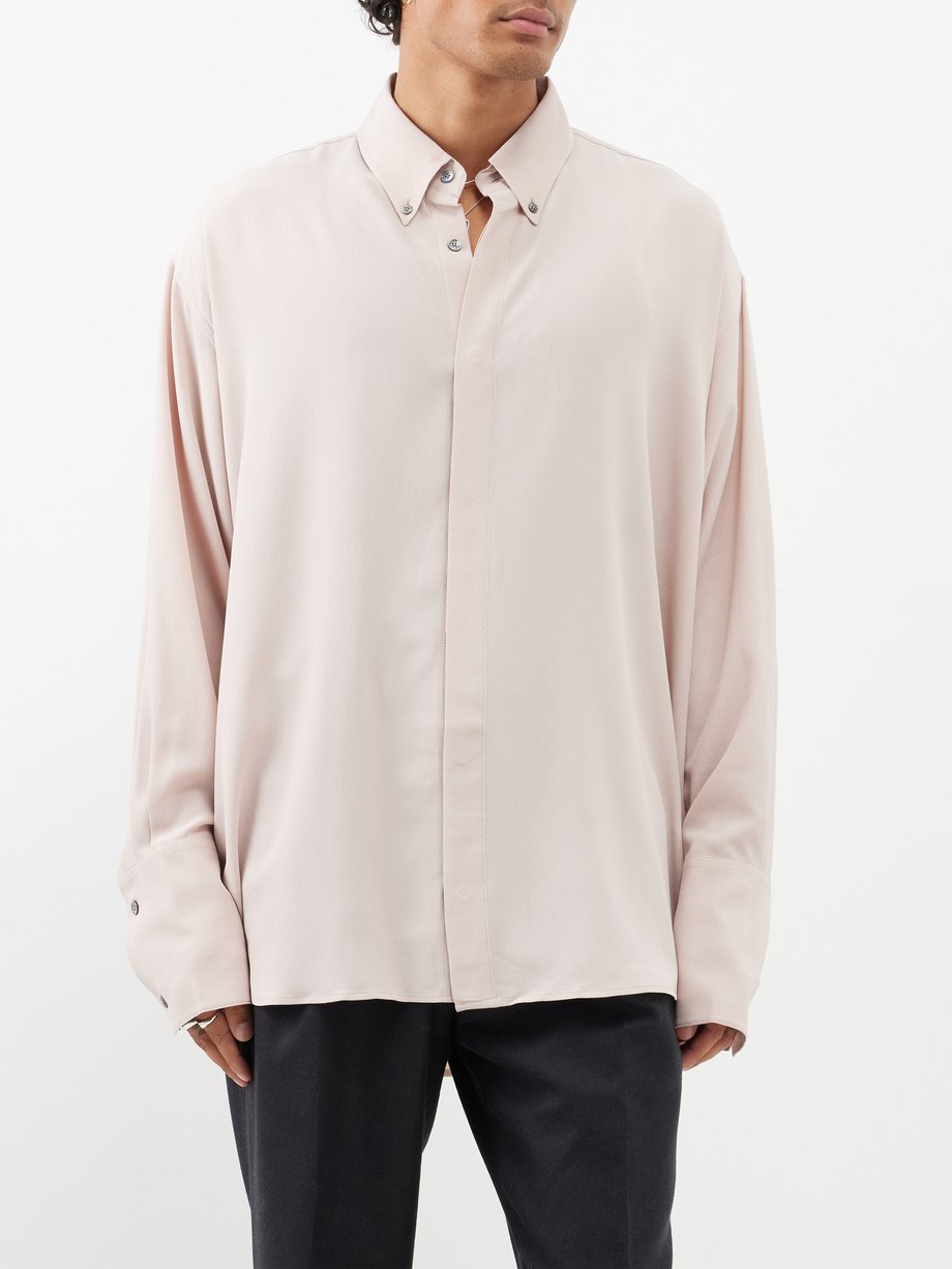 Pink Buttoned-collar crepe shirt, AMI