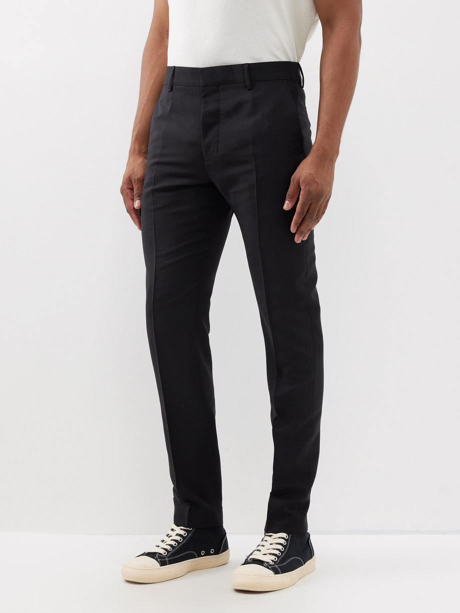 Black Wool-flannel slim-leg trousers | AMI | MATCHES UK