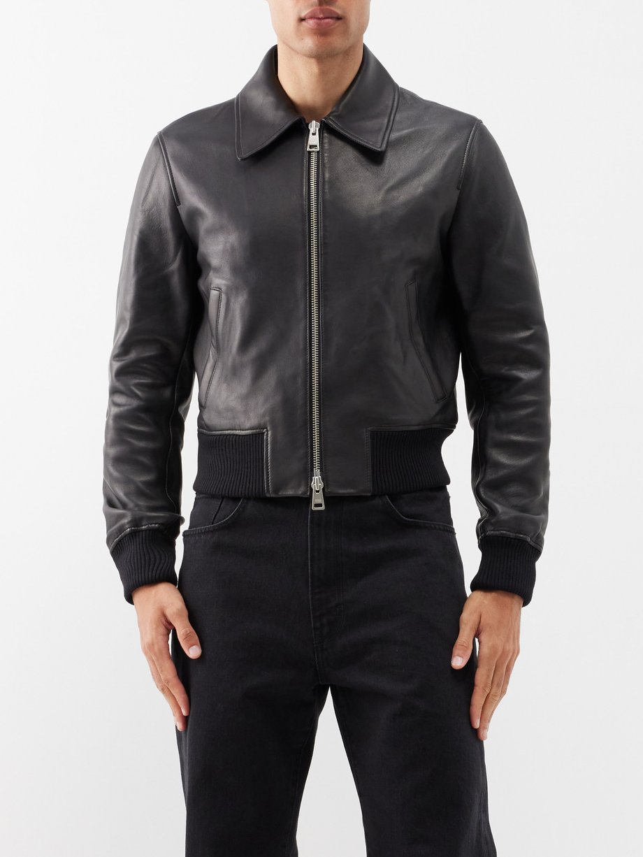 Black Leather bomber jacket | AMI | MATCHES UK